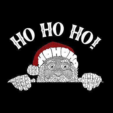 Peeking Santa - Boy's Word Art T-Shirt