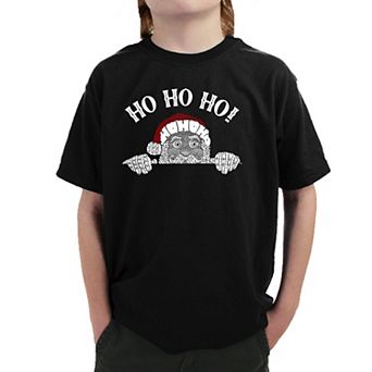 Peeking Santa - Boy's Word Art T-Shirt
