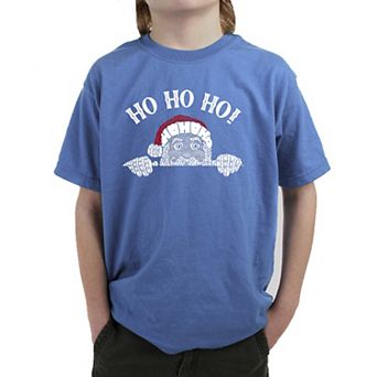 Peeking Santa - Boy's Word Art T-Shirt