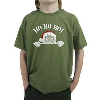 Peeking Santa - Boy's Word Art T-Shirt