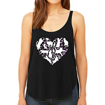 Cat Heart - Women's Premium Word Art Flowy Tank Top