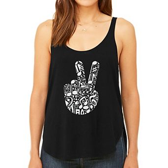 Peace Finger Notes - Women's Premium Word Art Flowy Tank Top