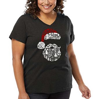 Santa Pics - Women's Plus Size Word Art V-Neck