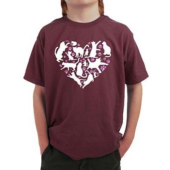 Cat Heart - Boy's Word Art T-Shirt
