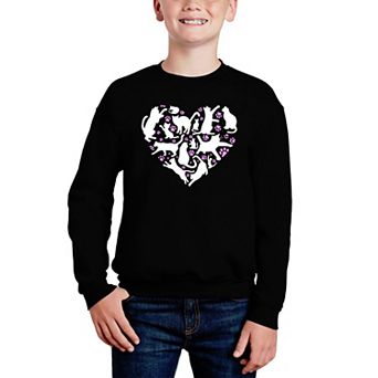 Cat Heart - Boy's Word Art Crewneck Sweatshirt