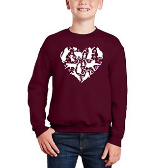 Cat Heart - Boy's Word Art Crewneck Sweatshirt