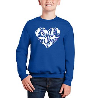 Cat Heart - Boy's Word Art Crewneck Sweatshirt