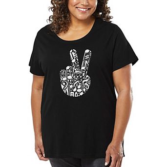 Peace Finger Notes - Women's Plus Size Word Art T-Shirt