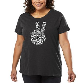 Peace Finger Notes - Women's Plus Size Word Art T-Shirt