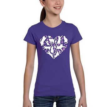 Cat Heart - Girl's Word Art T-Shirt