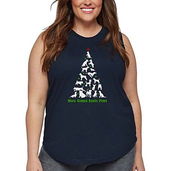 Here Comes Santa Paws - Women's Plus Size Word Art Tank Top