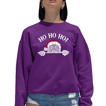 Peeking Santa - Women's Word Art Crewneck Sweatshirt