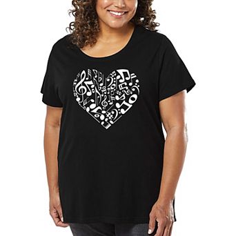Women's Plus Size Word Art T-shirt - Heart Notes