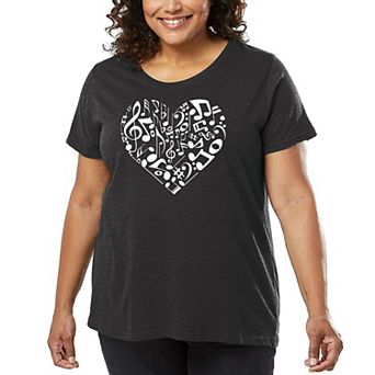Women's Plus Size Word Art T-shirt - Heart Notes
