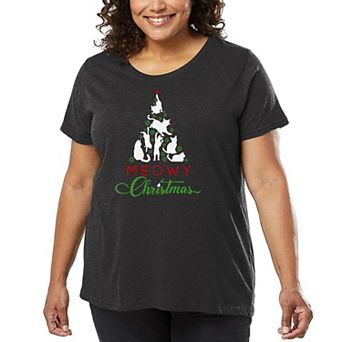 Meowy Christmas Tree - Women's Plus Size Word Art T-Shirt