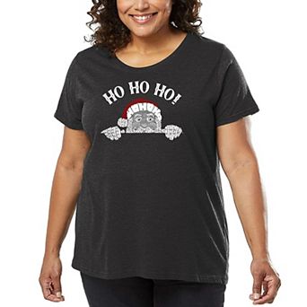 Peeking Santa - Women's Plus Size Word Art T-Shirt