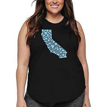 Women's Plus Size Word Art Tank Top - California Hearts