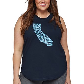 Women's Plus Size Word Art Tank Top - California Hearts