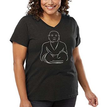 Women's Plus Size Word Art V-Neck - POSITIVE WISHES