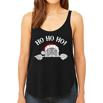 Peeking Santa - Women's Premium Word Art Flowy Tank Top