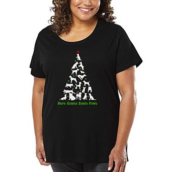 Here Comes Santa Paws - Women's Plus Size Word Art T-Shirt