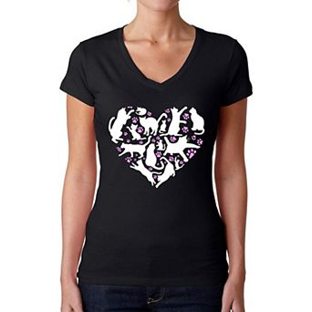 Cat Heart - Women's Word Art V-Neck T-Shirt