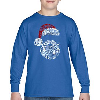 Santa Pics - Boy's Word Art Long Sleeve T-Shirt