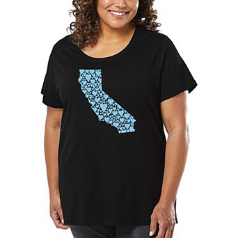 Women's Plus Size Word Art T-shirt - California Hearts