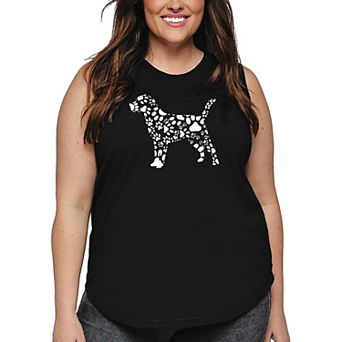 Women's Plus Size Word Art Tank Top - Dog Paw Prints