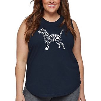 Women's Plus Size Word Art Tank Top - Dog Paw Prints