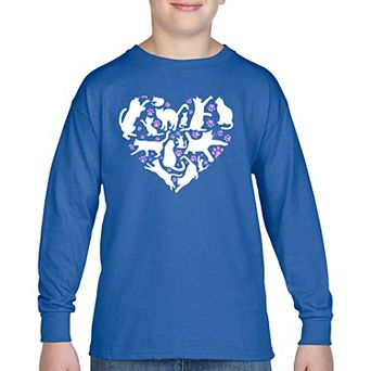 Cat Heart - Boy's Word Art Long Sleeve T-Shirt
