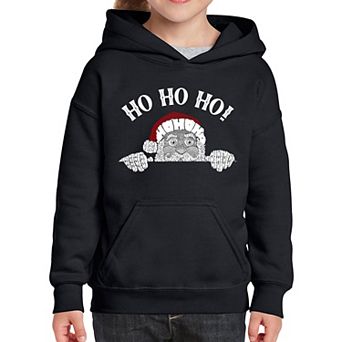 Peeking Santa - Girl's Word Art Hooded Sweatshirt