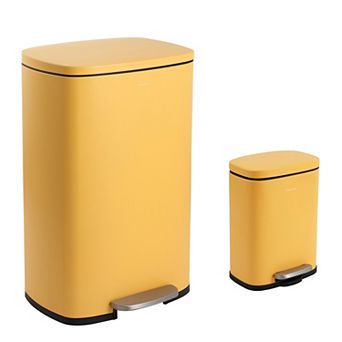 Connor Rectangular Trash Can with Soft-Close Lid and Mini Trash Can
