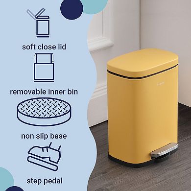 Connor Rectangular Trash Can with Soft-Close Lid and Mini Trash Can