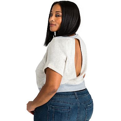 Plus Size Women's Open Back Dropped Shoulder Top