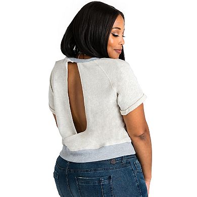 Plus Size Women's Open Back Dropped Shoulder Top