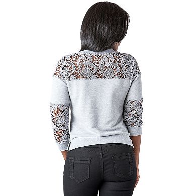 Women's French Terry Knit Cluny Lace Sweatshirt