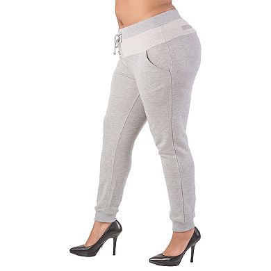 Plus Size Women's French Terry Drawstring Jogger Pants