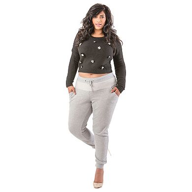 Plus Size Women's French Terry Drawstring Jogger Pants