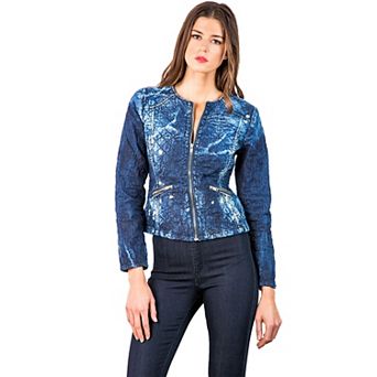 Women's SP Quilted Chambray Zipper Jean Jacket