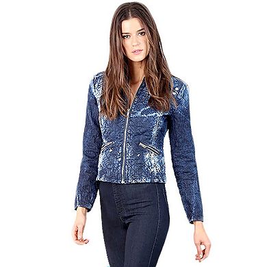 Women's SP Quilted Chambray Zipper Jean Jacket