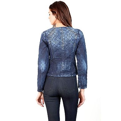 Women's SP Quilted Chambray Zipper Jean Jacket