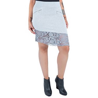 Women's French Terry Cluny Lace Hem Asymmetrical Skirts