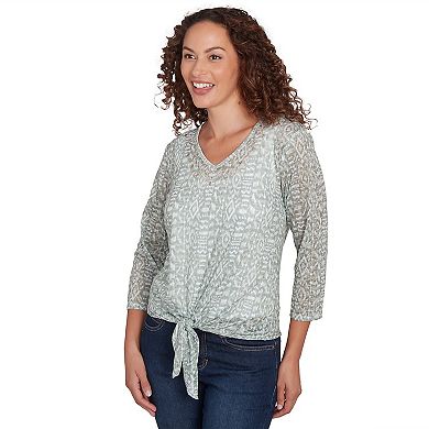 Hearts of Palm Women's Spring Forward Tie Front Burnout Top