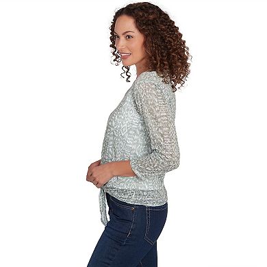 Hearts of Palm Women's Spring Forward Tie Front Burnout Top