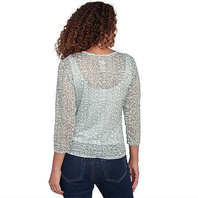 Hearts of Palm Women's Spring Forward Tie Front Burnout Top