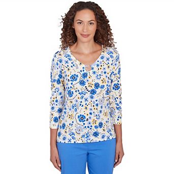 Hearts of Palm Women's Making Waves Embellished Print Top