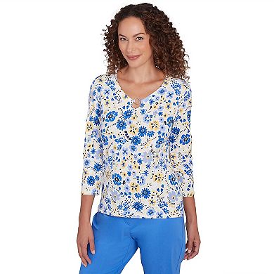 Hearts of Palm Women's Making Waves Embellished Print Top