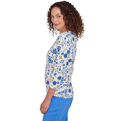 Hearts of Palm Women's Making Waves Embellished Print Top