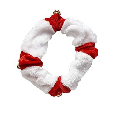 Midlee Santa Hat Headband with Red/White Bell Collar for Large Dogs